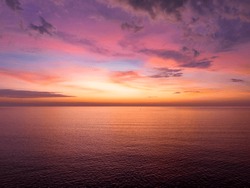 Aerial View Sunset Sky Over Sea,Nature Light Sunset Or Sunrise Over Ocean,Colorful Dramatic Scenery Sky, Amazing Clouds And Waves In Sunset Sky Beautiful Light Nature Background