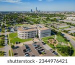 Aerial view of the Supreme Court and Oklahoma  dowtown cityscape at Oklahoma