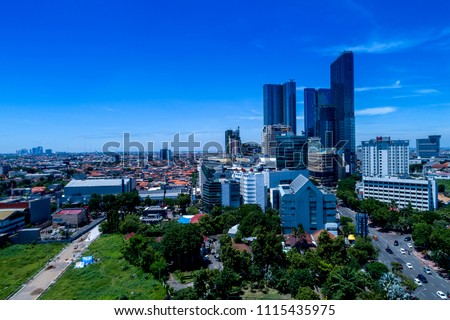 Aerial View of Surabaya Cityscape, East Java, Indonesia, Asia