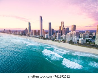 An aerial view of Surfers Paradise on the Gold Coast, Australia