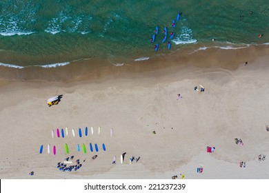 Aerial View Of Surfing School On The Gold Coast, Australia