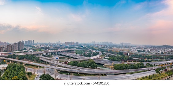 Aerial View of Suzhou overpass  in China.