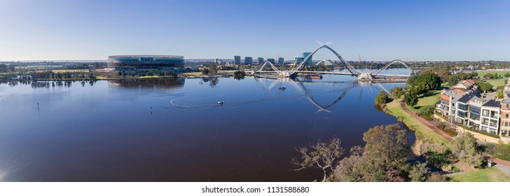 Aerial View Of Swan River Pedestrian Bridge