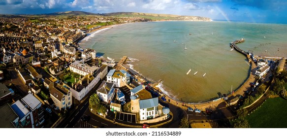 Aerial View Of Swanage, A Coastal Town And Civil Parish In The South East Of Dorset, England, UK