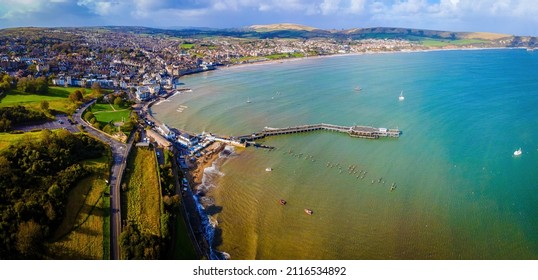 Aerial View Of Swanage, A Coastal Town And Civil Parish In The South East Of Dorset, England, UK