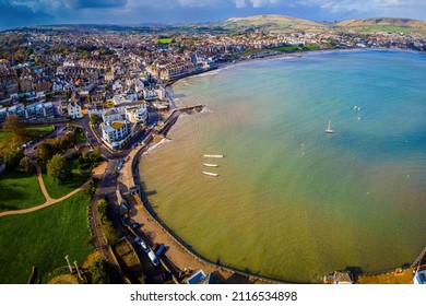 Aerial View Of Swanage, A Coastal Town And Civil Parish In The South East Of Dorset, England, UK