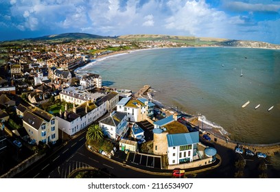 Aerial View Of Swanage, A Coastal Town And Civil Parish In The South East Of Dorset, England, UK