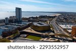 Aerial View of Swansea City Centre, Swansea Bay, The Tower, Swansea Arena
