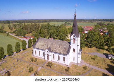 Aerial view of the Swedish Hassle church building.