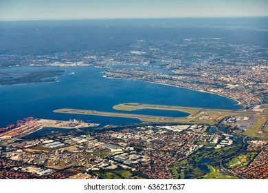 Aerial View Of Sydney Airport Area, Australia 