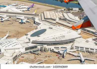 Aerial View Of Sydney Airport, Australia, On A Beautiful Sunny Day