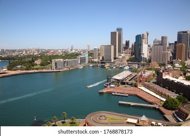 Aerial View Sydney Harbor Skyline With Circular Quay Australia