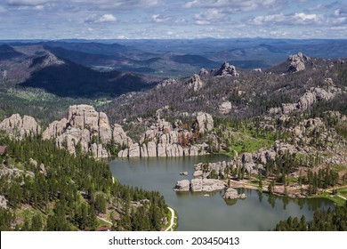 Aerial View Of Sylvan Lake And Granite Formations In The Black Hills