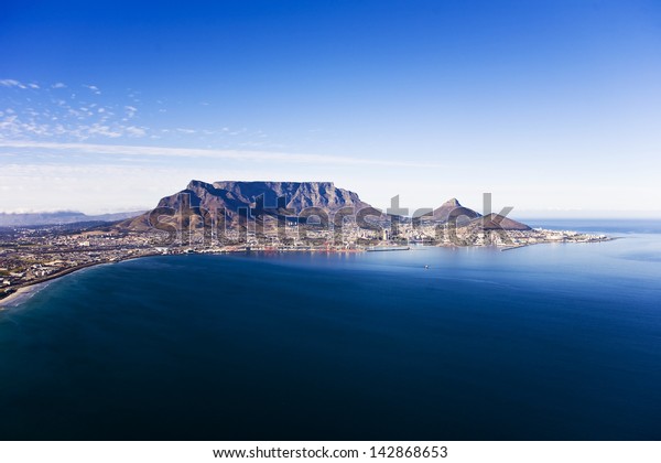 Aerial\
view of Table Mountain, Cape Town, South\
Africa