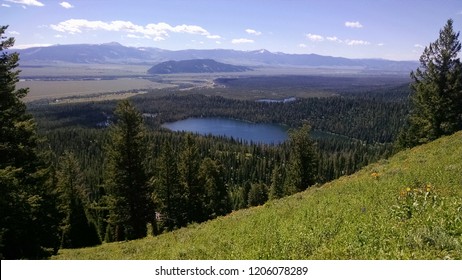 Aerial View Of Taggart Lake In Grand Teton National Park In Summer