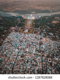 Aerial View Of Taj Mahal In Agra, India