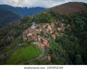 Aerial view of Talasnal, a charming historical remote schist village located in Serra da Lousã mountains in Portugal - Powered by Shutterstock