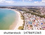 Aerial view of Tambau beach in Joao Pessoa state of Paraiba with Drone.