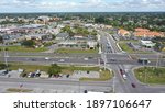 Aerial view of Tamiami trail and Revere St in downtown Port Charlotte Fl. 
