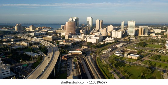 Aerial View Tampa Bay On The Florida West Coast Is A Busy Port City In The United States