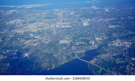 Aerial View Of Tampa Bay, St Petersburg And Clearwater In Florida, USA