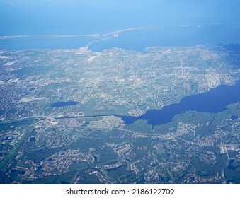 Aerial View Of Tampa Bay, St Petersburg And Clearwater In Florida, USA