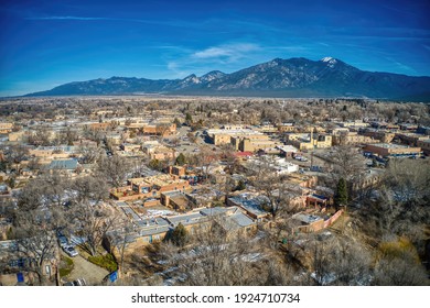 Aerial View Of Taos, New Mexico During Winter