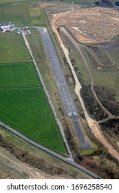 Aerial View Of A Tarmac Runway At A  Private Airstrip In England