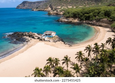 Aerial view of Tarrafal beach in Santiago island in Cape Verde - Cabo Verde - Shutterstock ID 2275451425