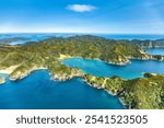 Aerial view of Te Rawhiti Inlet, North Island, New Zealand, Oceania.  
Te Rawhiti Inlet in the Bay of Islands, North Island.