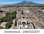 aerial view of Teatro grande. small theatre. the odeon. historic city of Pompeii Italy 