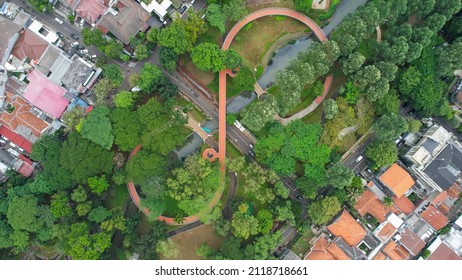 Aerial View Of Tebet Eco Garden Park Jakarta. Jakarta, Indonesia, February 6 2022