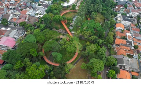 Aerial View Of Tebet Eco Garden Park Jakarta. Jakarta, Indonesia, February 6 2022