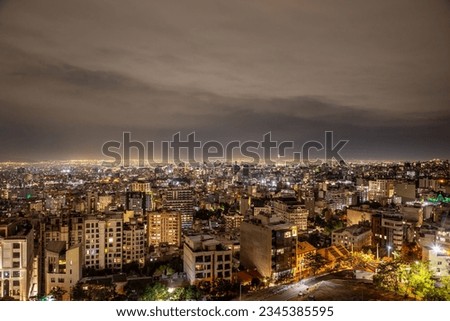 An aerial view of Tehran cityscape with multiple buildings in Iran