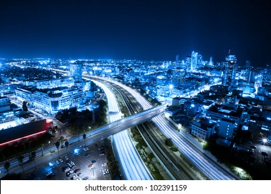 Aerial  View Of Tel Aviv At Night - Tel Aviv Cityscape - Powered by Shutterstock