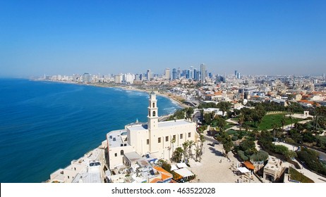 Aerial View of Tel Aviv skyline from Jaffa's old city port