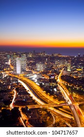 Aerial  View Of Tel Aviv At Sunset - Tel Aviv Cityscape