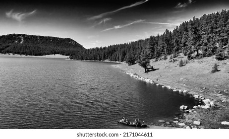 Aerial View Of Tensleep Reservoir Lake In Wyoming, Summer Season.