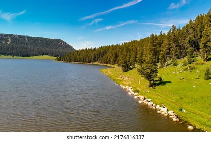 Aerial View Of Tensleep Reservoir Lake In Wyoming, Summer Season.