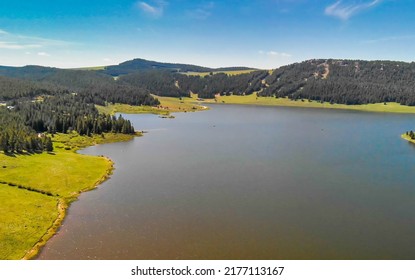 Aerial View Of Tensleep Reservoir Lake In Wyoming, Summer Season.