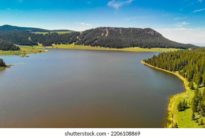 Aerial View Of Tensleep Reservoir Lake In Wyoming, Summer Season.