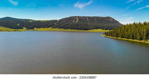 Aerial View Of Tensleep Reservoir Lake In Wyoming, Summer Season.