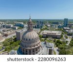 Aerial view of the Texas State Capitol Building In the city of Austin, Texas.  
