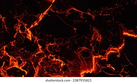 Aerial view of the texture of a solidifying lava field, close-up - Powered by Shutterstock