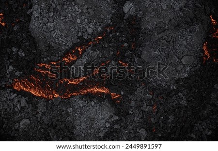 Aerial view of the texture of a solidifying lava field