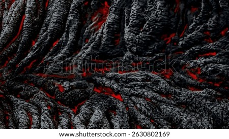 Aerial view of the texture of a solidifying lava field, close-up