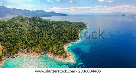 Aerial view of Thassos in Greece, Europe. Thasos island in summer