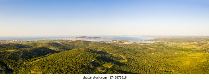 Aerial View Of The Thau Basin From Gigean In Hérault In Occitanie, France