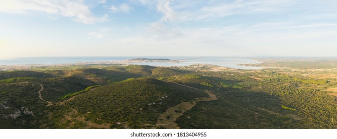 Aerial View Of The Thau Basin From Gigean In Hérault In Occitania, France	