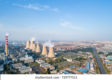 aerial view of thermal power plant  ,dezhou city ,shandong province,China